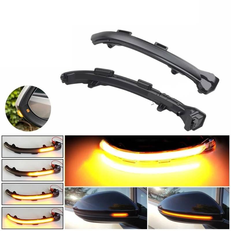 Spiegelblinker Dynamische,Dynamische Blinker 2 stücke Dynamische Blinker Licht LED Seite Rückspiegel Anzeige Lampe Fit Verwenden for VW Golf 7 7,5(Dynamic Smoked) von BANGHA