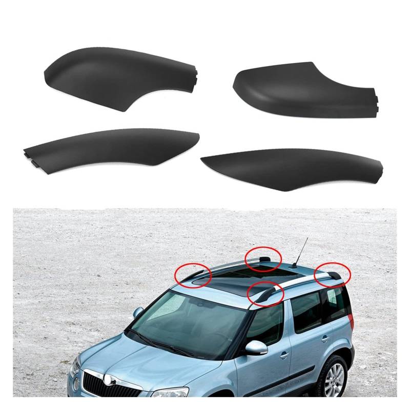 Auto Dachträger Reling für Skoda Für Yeti SUV Vorne Hinten Dachträger Rail End Bar Cover Cap Shell Protection Schwarz von BANSHAO