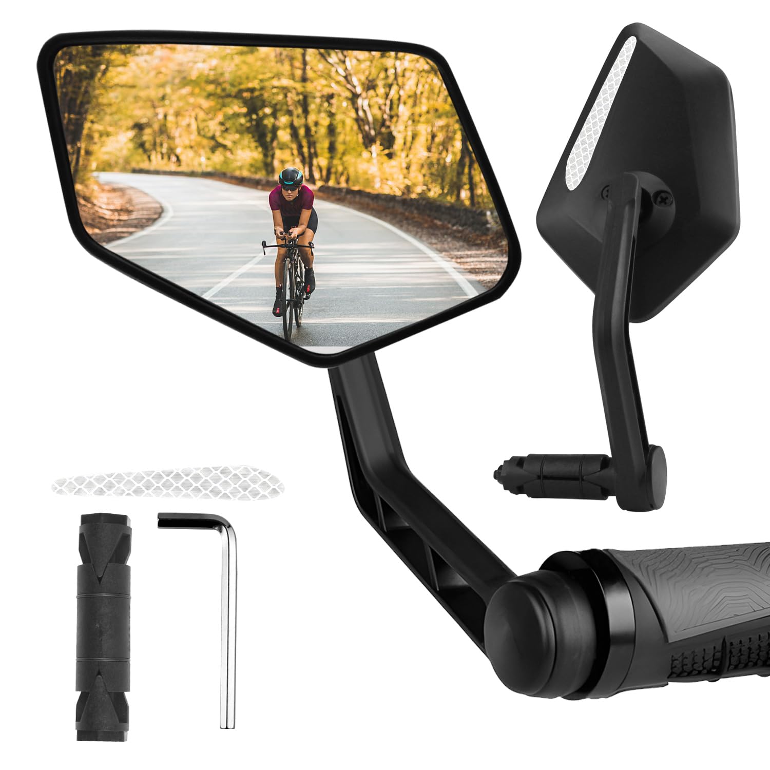 Fahrradspiegel Fahrradrückspiegel HD Große Echtglas Spiegelfläche Fahrrad Rückspiegel Klappbar Lenkerspiegel für Fahrrad-Lenkerenden 15-20mm Seitenspiegel für E-Bike Mountainbike (links) von BANTI