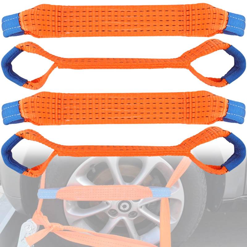 Spanngurte Autotransport Quergurt für Spanngurt Zurrschlaufen 50mm Kurz Radsicherungsgurte Radsicherung Trailer Reifengurt Zurrgurte Auto Transport Gurt Orange 4 Stück von BANTI