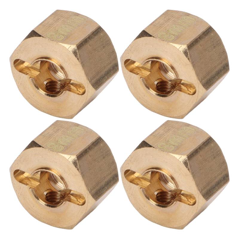 BAOFUYA Verarbeiteter 12-mm-Hex-Radnabe Verlängerter Adapter für SCX10 90046 GN7 CC01 1/10 RC-Autos, Wear-Resistant Messing Coppler Set (8 mm) von BAOFUYA