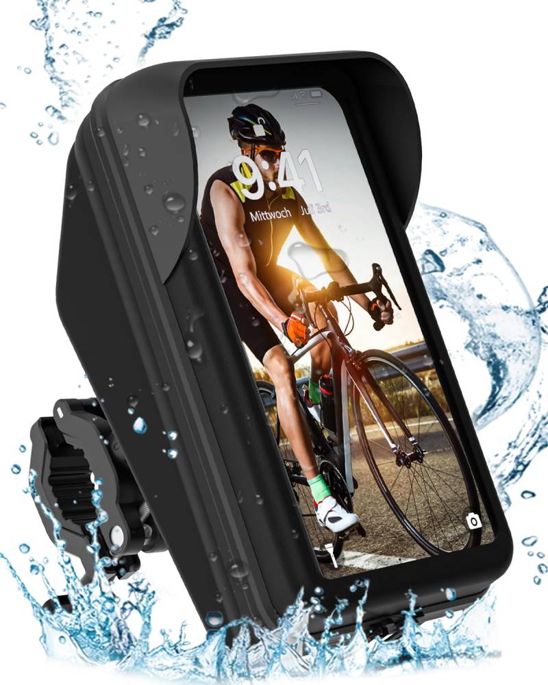 BAONUOR Handyhalterung Fahrrad Wasserdicht Handytasche Fahrradlenker Handy Halterung Motorrad Wasserdicht 360°Drehbarem Fahrradhalterung Touchscreen Lenkertasche für 4.7-7 Zoll Smartphone von BAONUOR