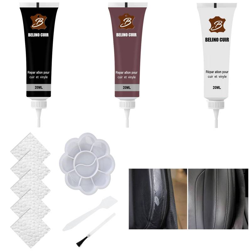 BAOSROY Leder Reparatur Set,Lederreparatur Creme,Fiussigleder Reparatur Set,Leder Reparatursätze,Lederbalsam,Leder Restaurator,Leder Farbbalsam,Reparatur für Leder Restaurierung Risse Löcher von BAOSROY