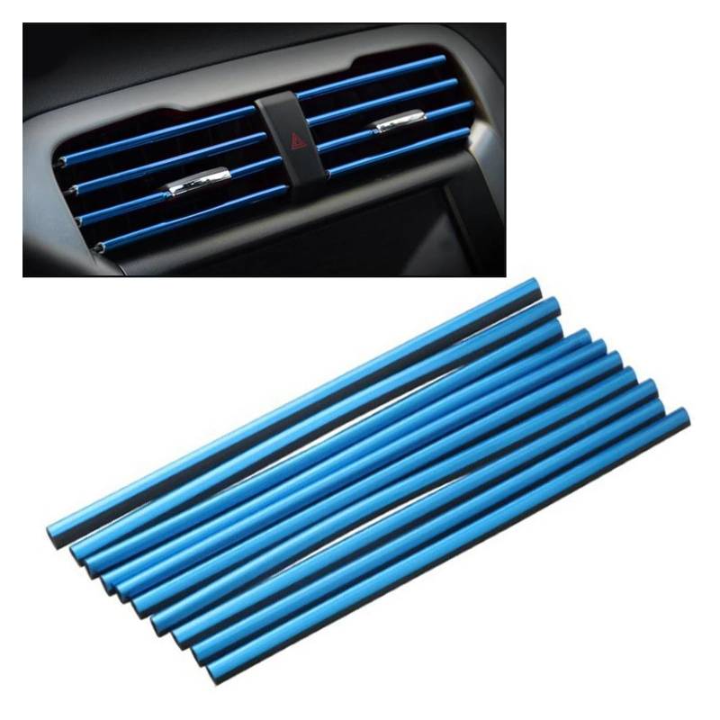 Aufkleber Abdeckung 10 Stücke 20 cm Auto Klimaanlage Steckdose Dekorative U-Form Zierleiste Dekor Streifen Auto Styling Autotür Eckenschutz Panel Interieurleisten(Blau) von BARASH