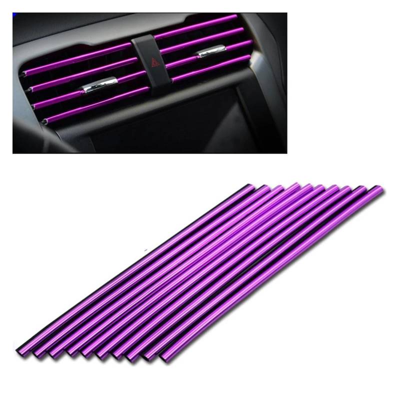 Aufkleber Abdeckung 10 Stücke 20 cm Auto Klimaanlage Steckdose Dekorative U-Form Zierleiste Dekor Streifen Auto Styling Autotür Eckenschutz Panel Interieurleisten(Violett) von BARASH