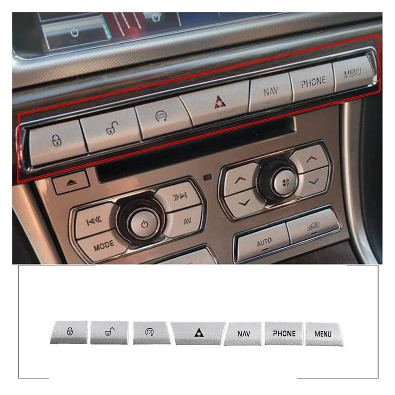 Aufkleber Abdeckung Für Jaguar Für XF 2012-2015 Edelstahl Auto Zentrale Steuerung Getriebe Shift Panel Tasten Abdeckungen Aufkleber Trim Innen Zubehör Panel Interieurleisten(E) von BARASH