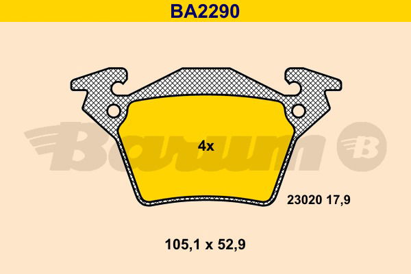 Bremsbelagsatz, Scheibenbremse Hinterachse Barum BA2290 von BARUM