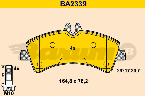 Bremsbelagsatz, Scheibenbremse Hinterachse Barum BA2339 von BARUM