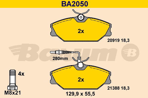 Bremsbelagsatz, Scheibenbremse Vorderachse Barum BA2050 von BARUM