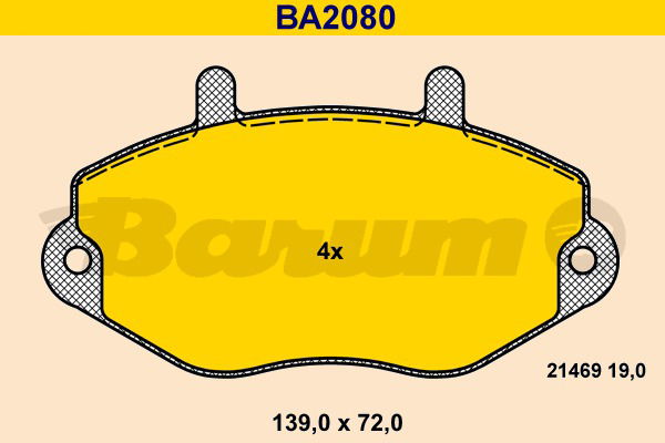 Bremsbelagsatz, Scheibenbremse Vorderachse Barum BA2080 von BARUM