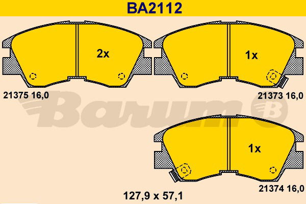 Bremsbelagsatz, Scheibenbremse Vorderachse Barum BA2112 von BARUM