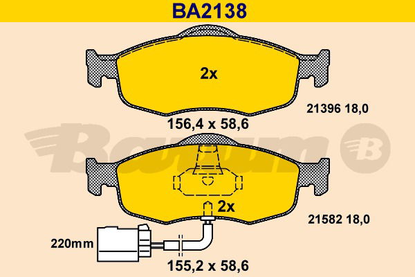 Bremsbelagsatz, Scheibenbremse Vorderachse Barum BA2138 von BARUM