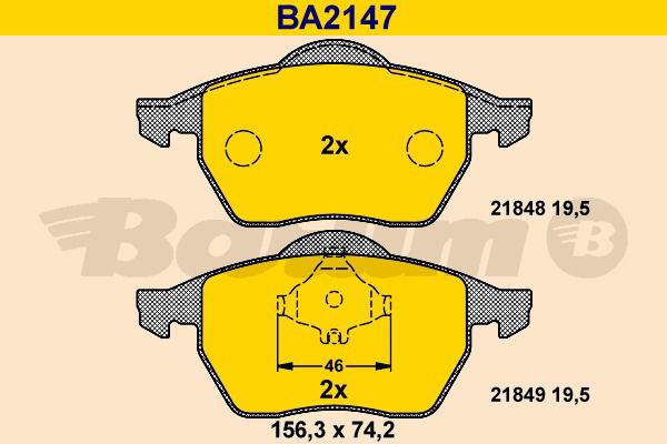 Bremsbelagsatz, Scheibenbremse Vorderachse Barum BA2147 von BARUM