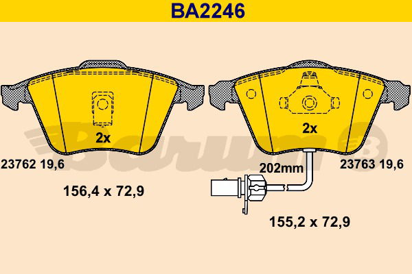 Bremsbelagsatz, Scheibenbremse Vorderachse Barum BA2246 von BARUM