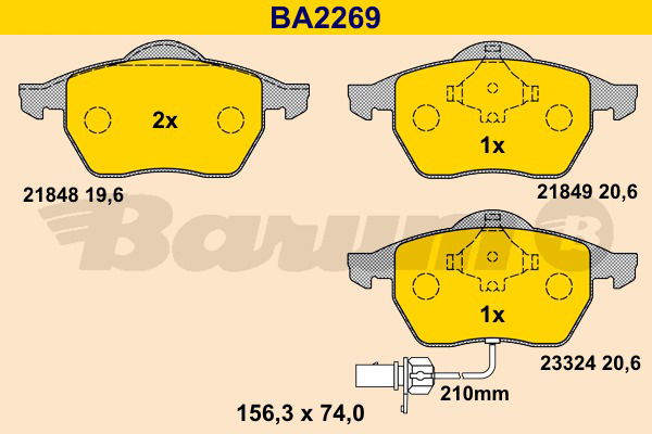 Bremsbelagsatz, Scheibenbremse Vorderachse Barum BA2269 von BARUM