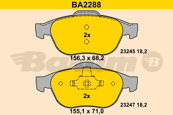 Bremsbelagsatz, Scheibenbremse Vorderachse Barum BA2288 von BARUM