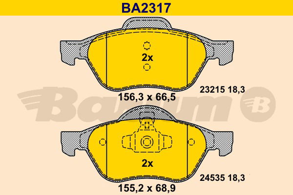 Bremsbelagsatz, Scheibenbremse Vorderachse Barum BA2317 von BARUM