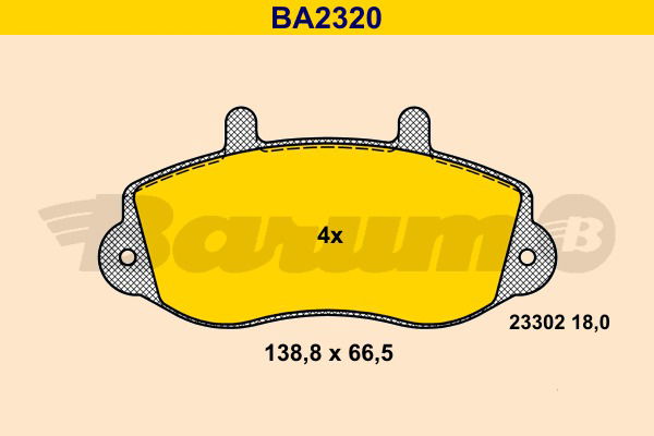 Bremsbelagsatz, Scheibenbremse Vorderachse Barum BA2320 von BARUM