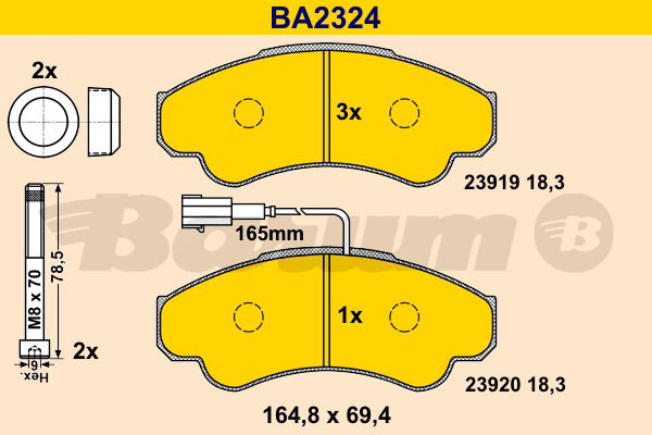 Bremsbelagsatz, Scheibenbremse Vorderachse Barum BA2324 von BARUM