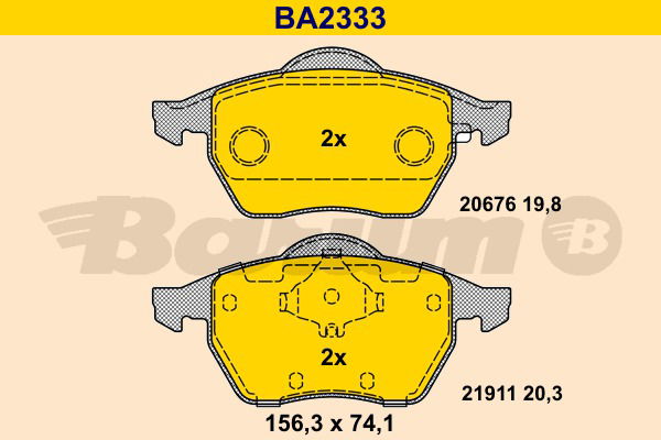 Bremsbelagsatz, Scheibenbremse Vorderachse Barum BA2333 von BARUM