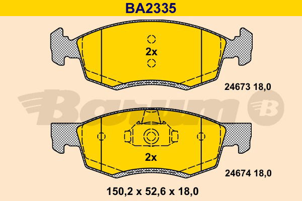 Bremsbelagsatz, Scheibenbremse Vorderachse Barum BA2335 von BARUM