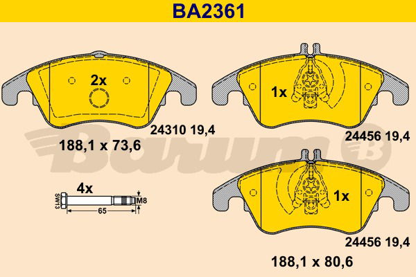 Bremsbelagsatz, Scheibenbremse Vorderachse Barum BA2361 von BARUM