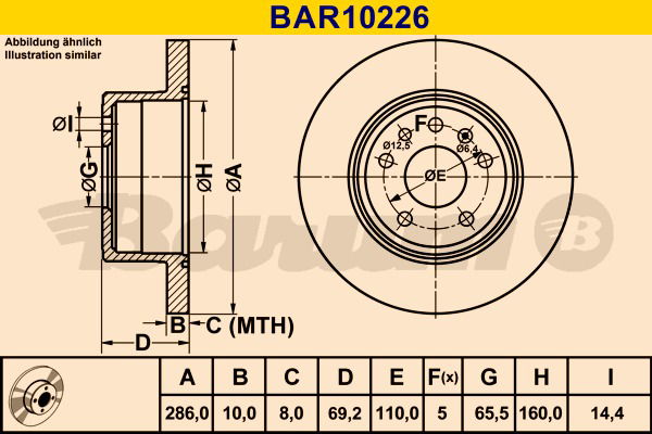 Bremsscheibe Hinterachse Barum BAR10226 von BARUM