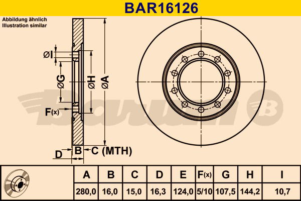 Bremsscheibe Hinterachse Barum BAR16126 von BARUM