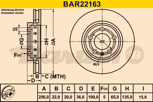 Bremsscheibe Hinterachse Barum BAR22163 von BARUM