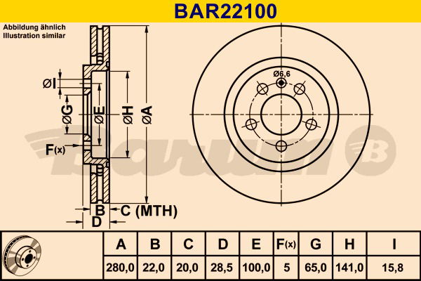 Bremsscheibe Vorderachse Barum BAR22100 von BARUM