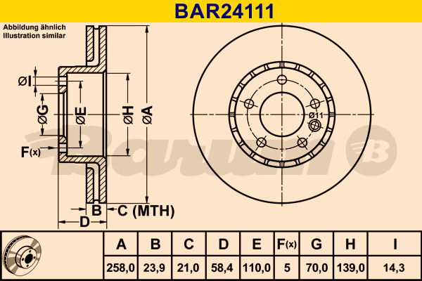 Bremsscheibe Vorderachse Barum BAR24111 von BARUM