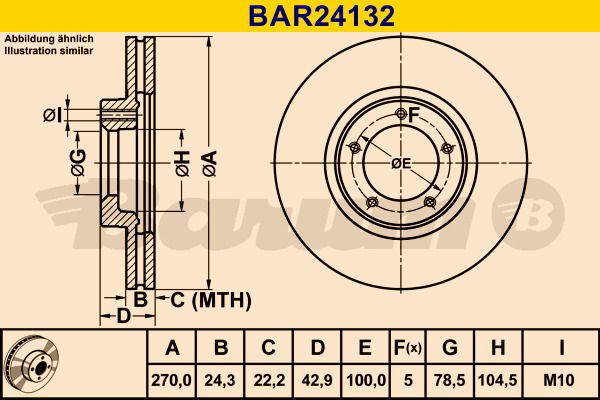 Bremsscheibe Vorderachse Barum BAR24132 von BARUM