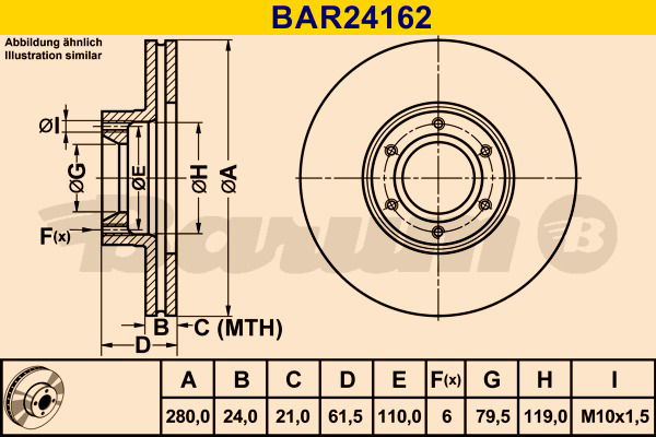 Bremsscheibe Vorderachse Barum BAR24162 von BARUM