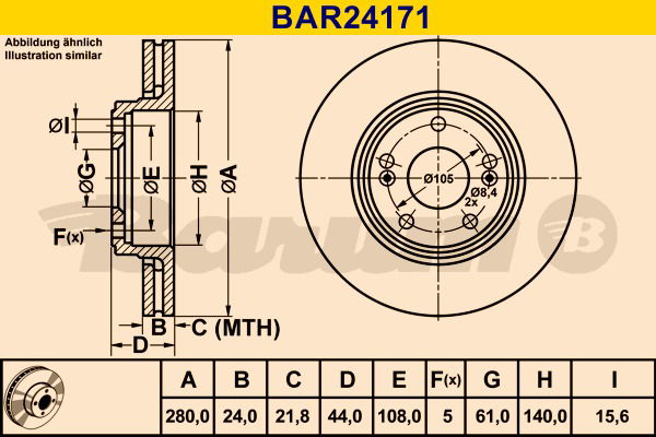 Bremsscheibe Vorderachse Barum BAR24171 von BARUM