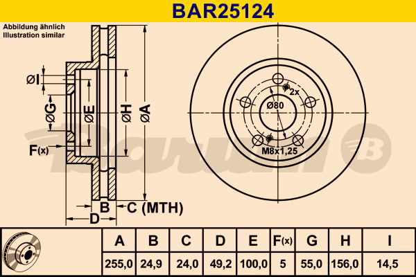 Bremsscheibe Vorderachse Barum BAR25124 von BARUM