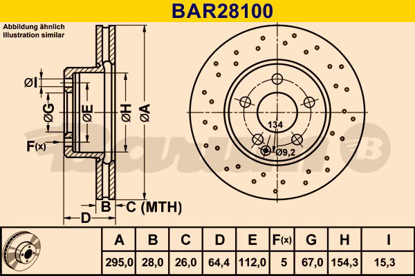 Bremsscheibe Vorderachse Barum BAR28100 von BARUM