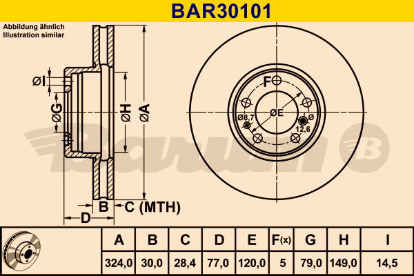 Bremsscheibe Vorderachse Barum BAR30101 von BARUM