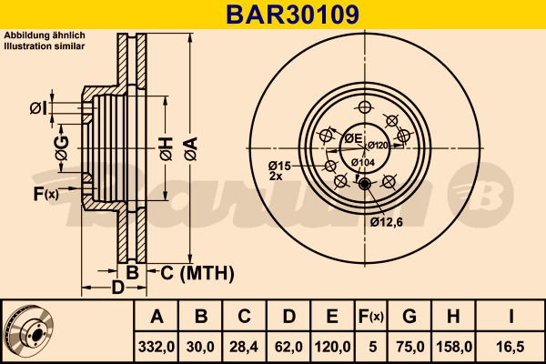 Bremsscheibe Vorderachse Barum BAR30109 von BARUM