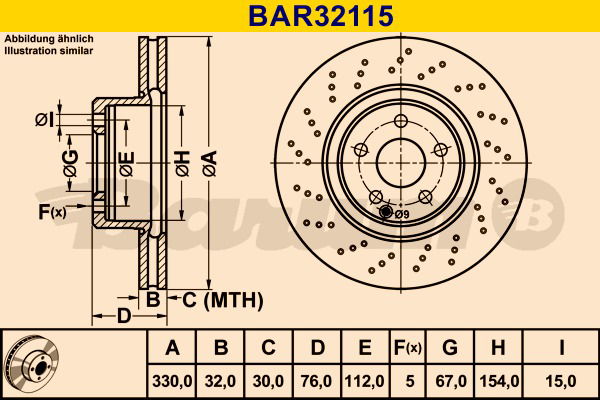 Bremsscheibe Vorderachse Barum BAR32115 von BARUM