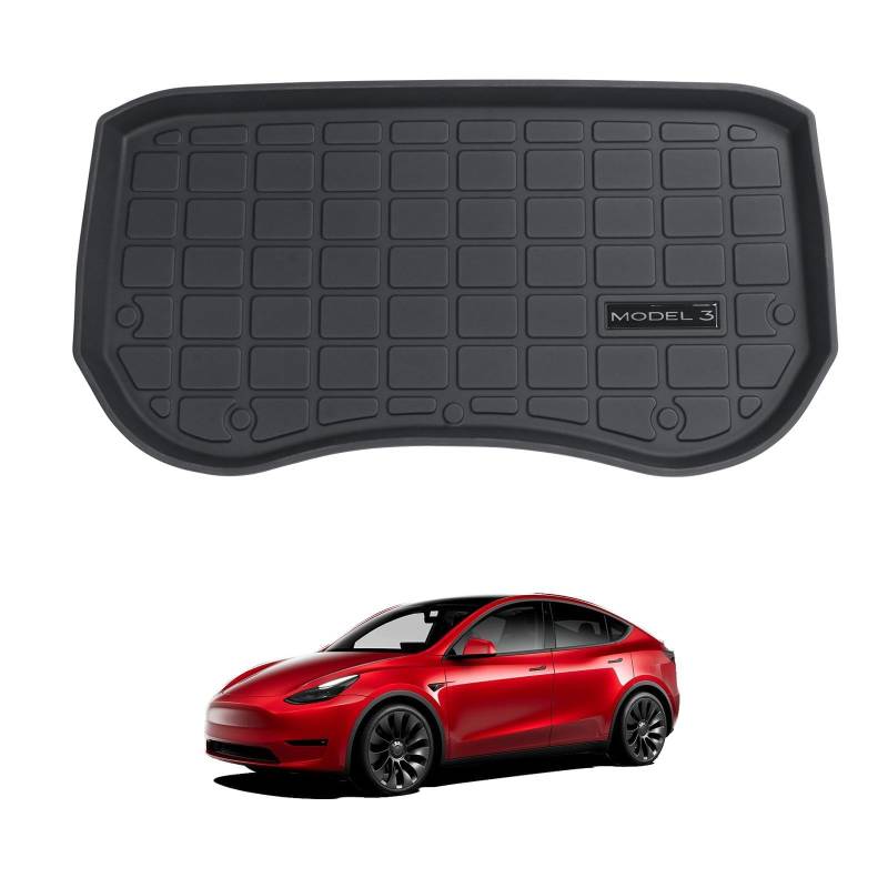 BASENOR 2023 2022 2021 Tesla Model 3 Frunk Matte Front Liner Alle-Schutzschwere Pflicht Ladungsmatten Zubehör Schwarz von BASENOR