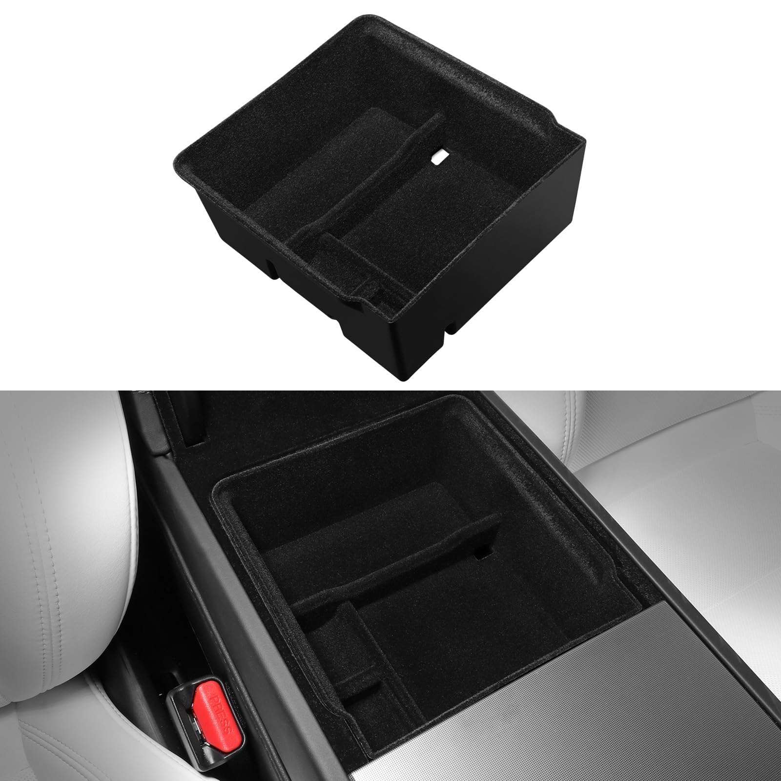 BASENOR 2024 Neueste Tesla Model Y Armlehne Staufach Armlehne Mittelkonsole Organizer Tray, Custom für Model Y (1PCS Armrest Storage) von BASENOR