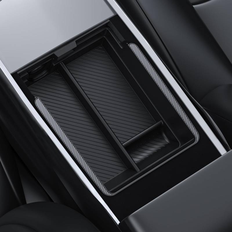 BASENOR 2024 Neueste Tesla Model Y Armlehne Staufach Armlehne Mittelkonsole Organizer Tray, Custom für Model Y 2021-2024 Tesla Interieur Zubehör von BASENOR