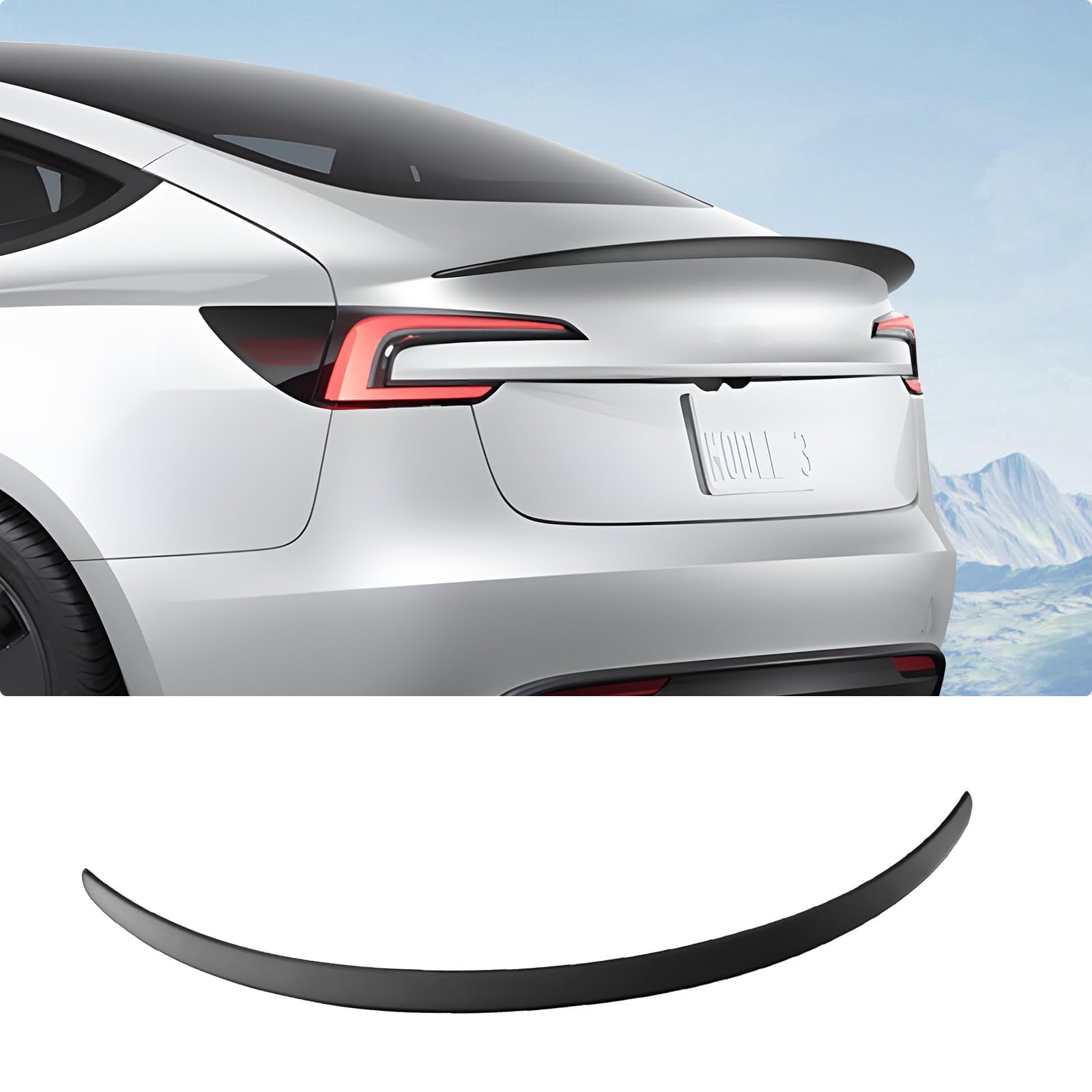 BASENOR 2024 Tesla Model 3 Spoiler Wing OEM Performance Heckkofferraum-Lippe ABS-Material Model 3 Zubehör Highland Matte Black Gen 2 von BASENOR