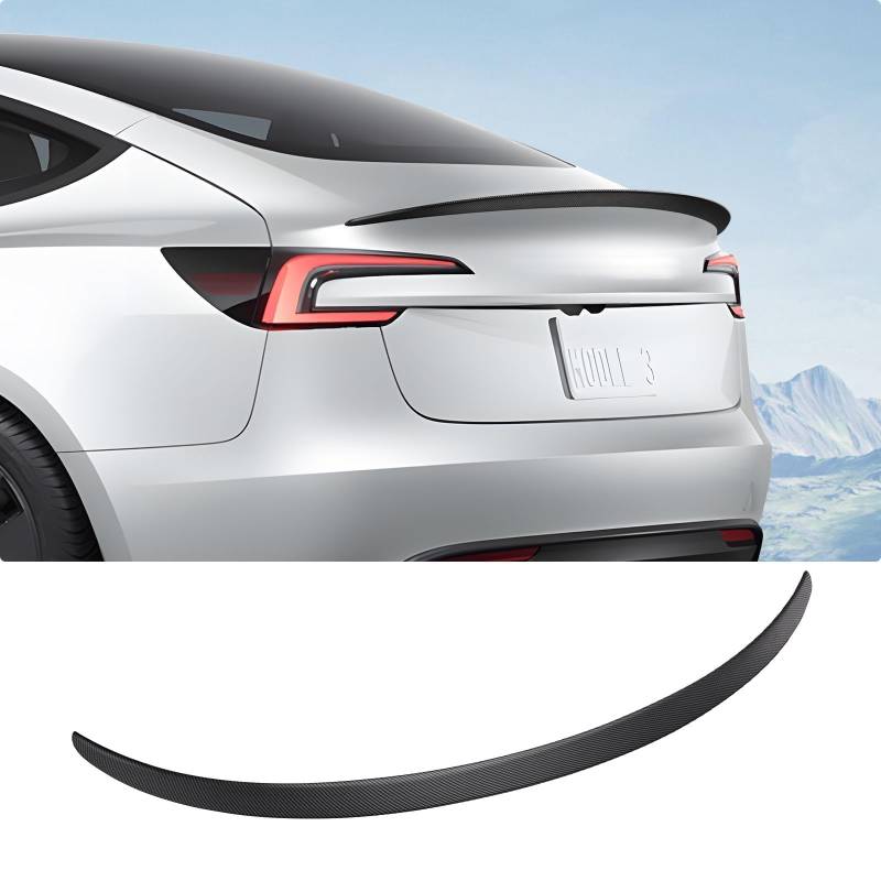 BASENOR 2024 2025 Tesla Model 3 Spoiler Wing OEM Performance Heckkofferraum-Lippe Model 3 Zubehör Highland Matte Carbon Fiber Gen 2 von BASENOR