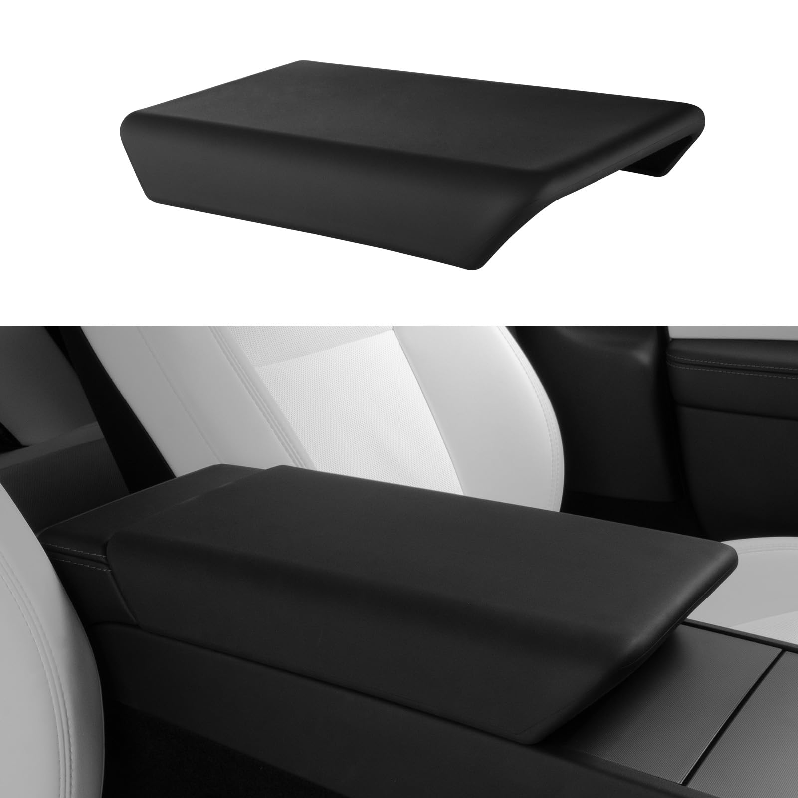 BASENOR Upgraded Center Console Cover für 2024 2025 Tesla Modell 3 Refresh Highland New Tesla Model Y 2025 Refresh (Juniper) TPU Armlehne Abdeckung rutschfeste Armlehne Schutz Innenzubehör Schwarz von BASENOR