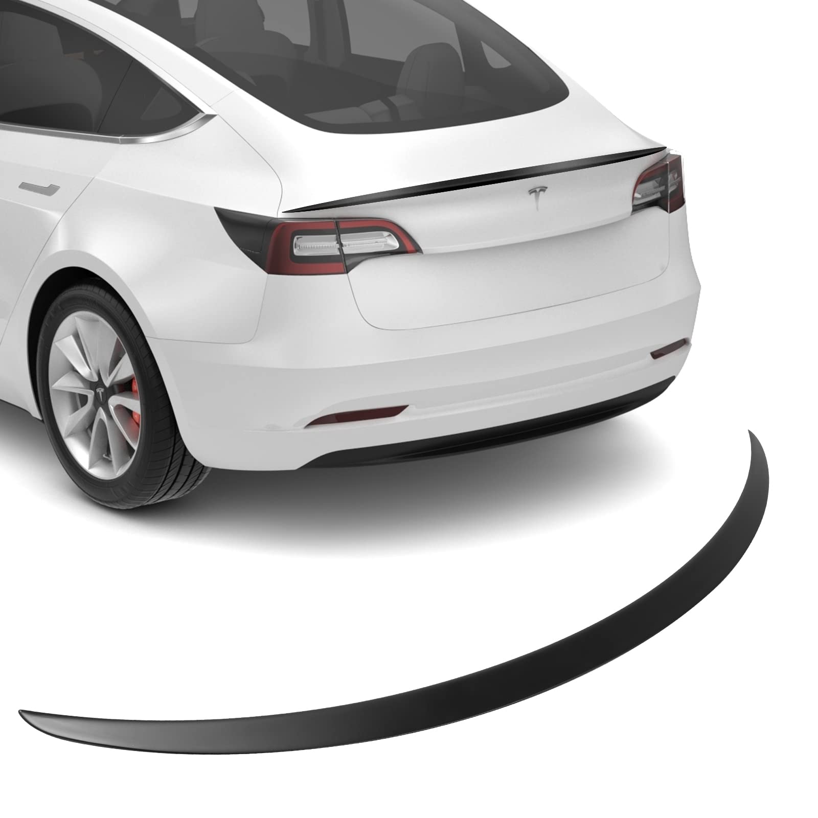 BASENOR Spoiler für Tesla Model 3 Heckspoilerflügel ABS-Material OEM-Heckkofferraumlippe 2016–2023 Modell 3-Zubehör Mattschwarz individuelle Passform von BASENOR