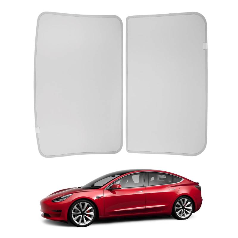 BASENOR Tesla Model 3 Sunshade Front & Rear Glasdach Sonnenschirme Top Fenster Sonnenschutz für 2017-2020 Model 3 Innenraum Zubehör Grau von BASENOR