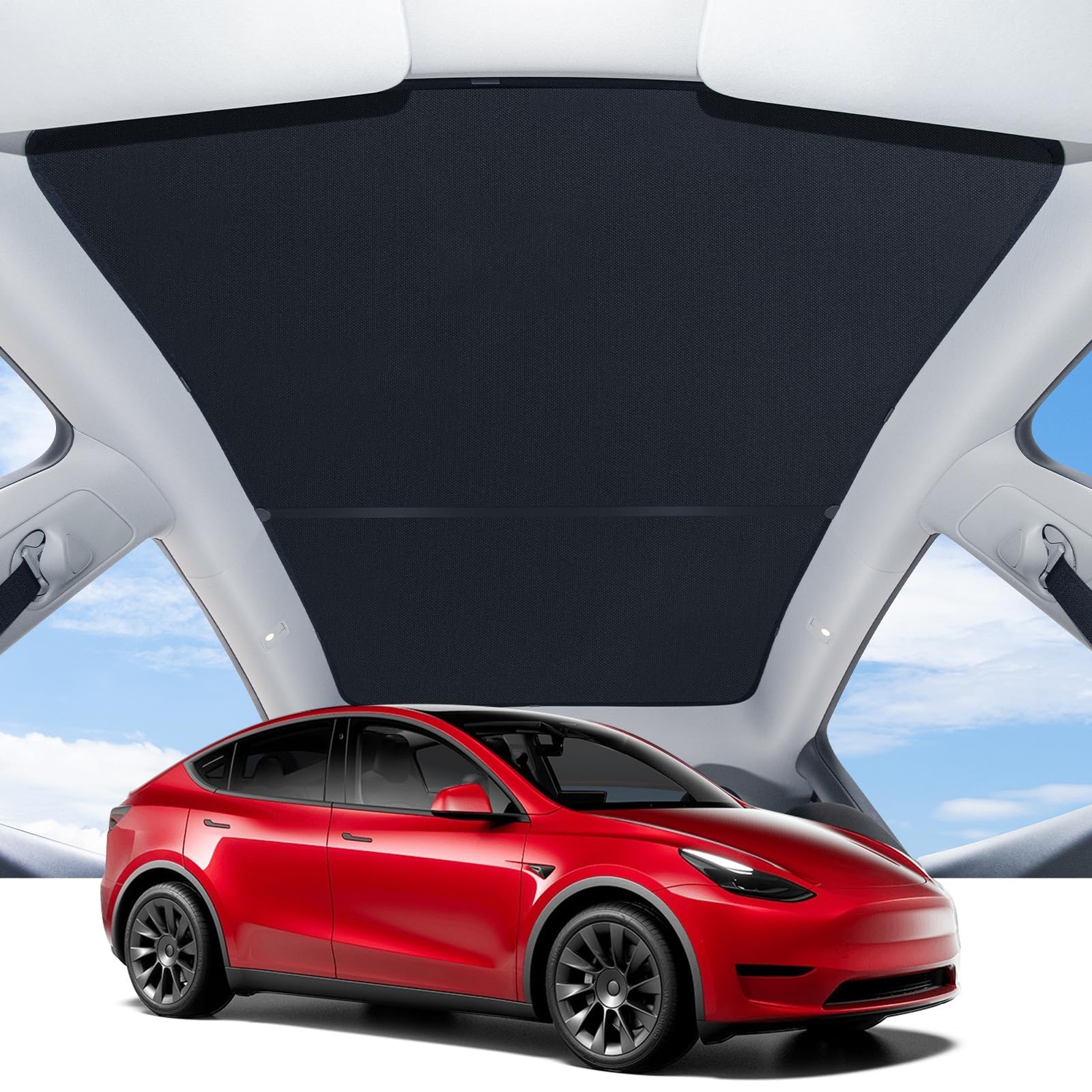 BASENOR Tesla Model Y Glasdach Sonnenschutz mit UV Wärmeisolierung Abdeckung grau 2er-Set für 2020 2021 2022 2023 2024 Model Y von BASENOR