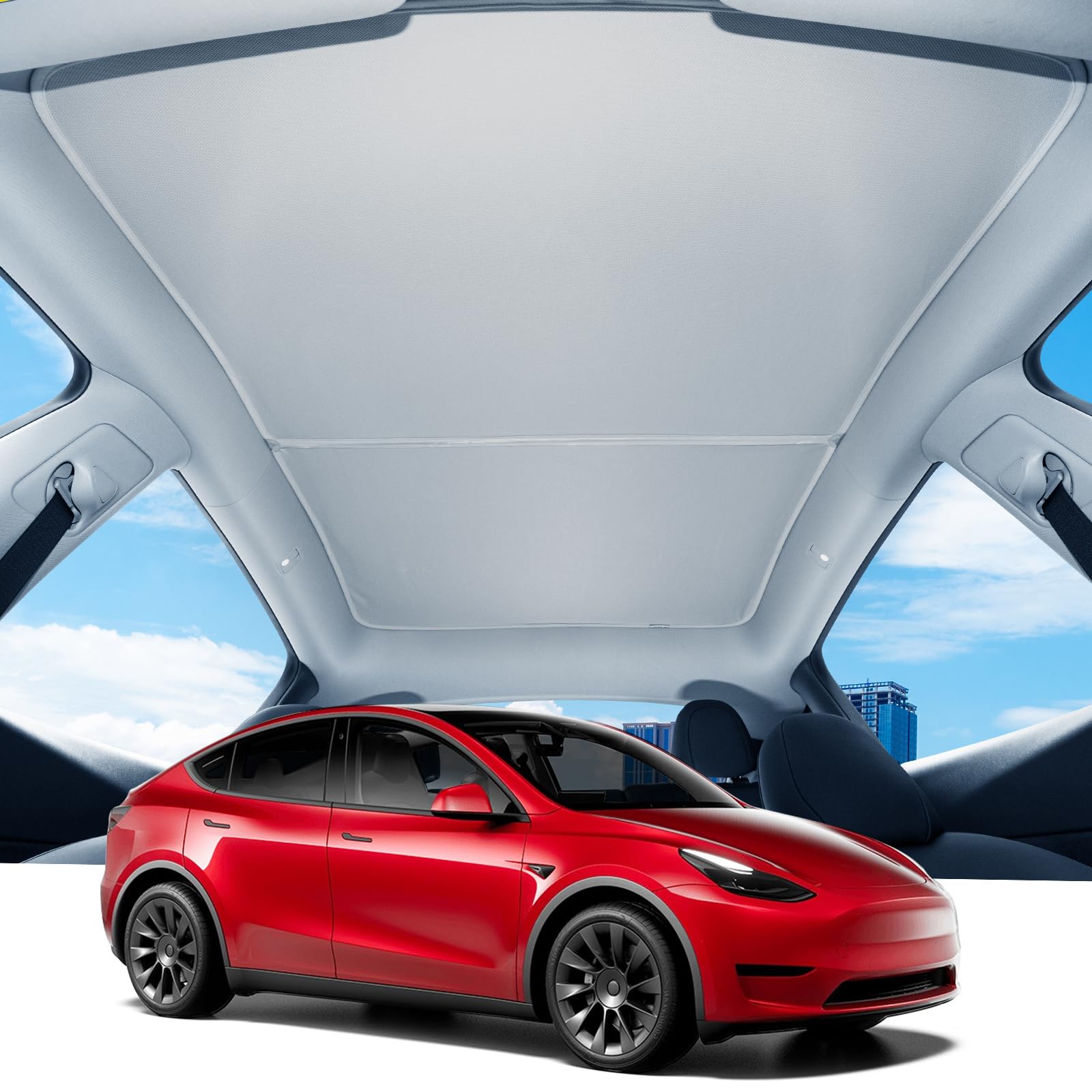 BASENOR Tesla Model Y Glasdach Sonnenschutz mit UV Wärmeisolierung Abdeckung grau 2er-Set für 2024 2023 2022 2021 Model Y Grau von BASENOR