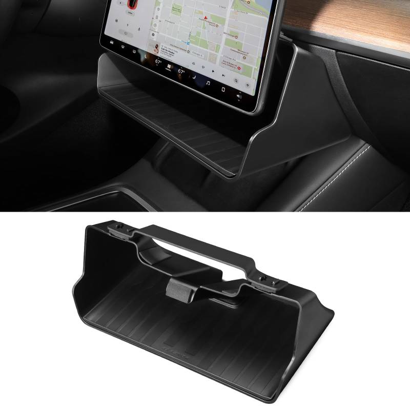 BASENOR Tesla Model Y Model 3 Mittelkonsolen Organizer Ablage unter dem Bildschirm Organizer Box Rutschfest Ohne Klebstoff Innenausstattung für Model Y/3 von BASENOR